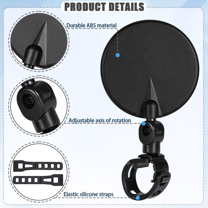 TAGVO Bike Mirror, 4 PCS Bicycle Cycling Rear View Safe Mirrors, Adjustable Rotatable Handlebars Mounted Plastic Convex Mirror for Mountain Road Bikes - Image 3